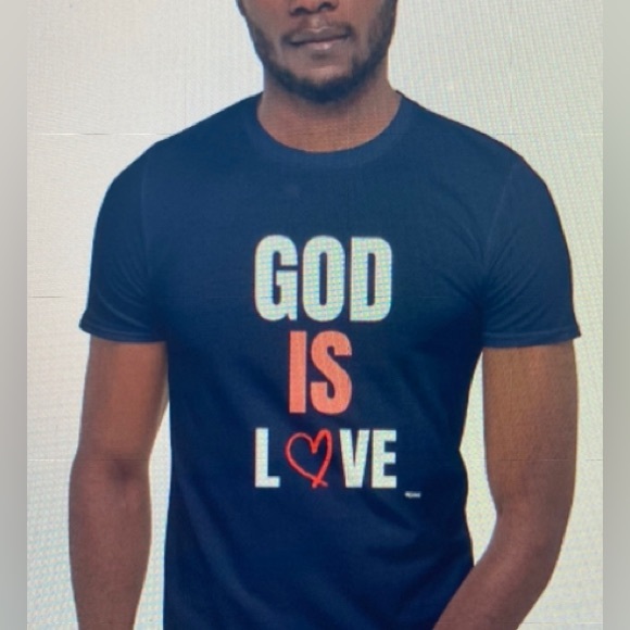 Christian Shirt God is Love Gildan 64000 Unisex Navy Blue - Picture 1 of 1